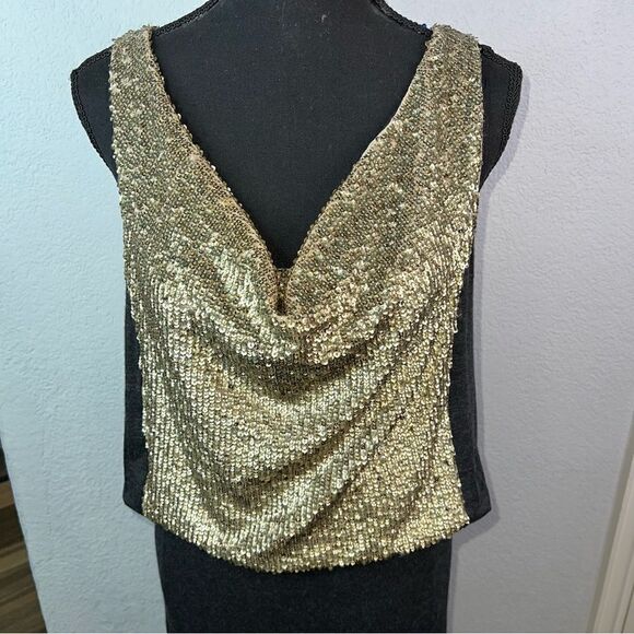 Tory Burch Charcoal Sequin Embellished Wool Midi Dress Gold/Gray Sz Small - Picture 4 of 12